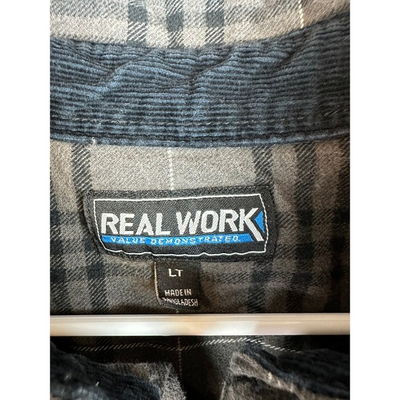 Real Work Wear Ombre Check Plaid Button Down Shirt Mens Size Large Tall - Picture 7 of 14